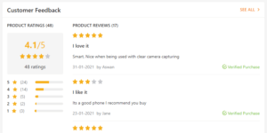 user reviews on an online store