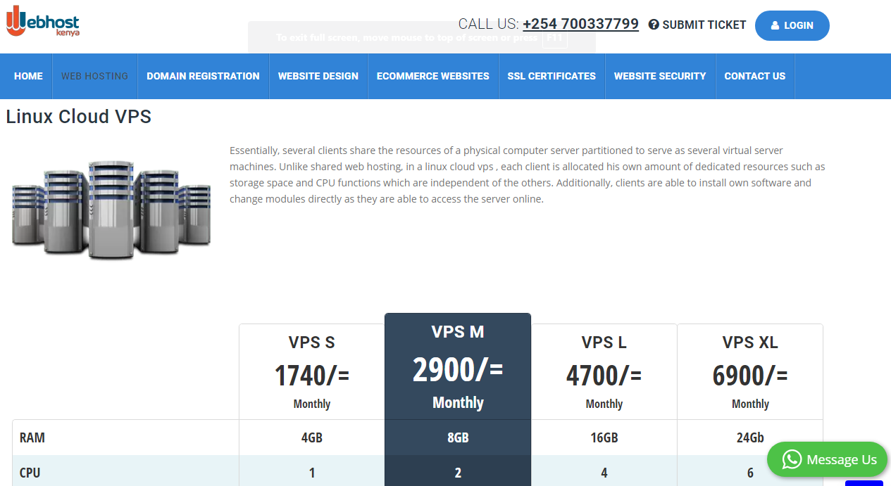 WebHost VPS plans