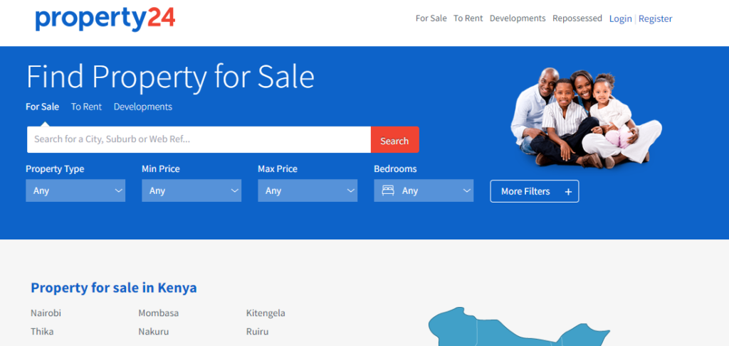 Image of Property24 real estate website in Kenya