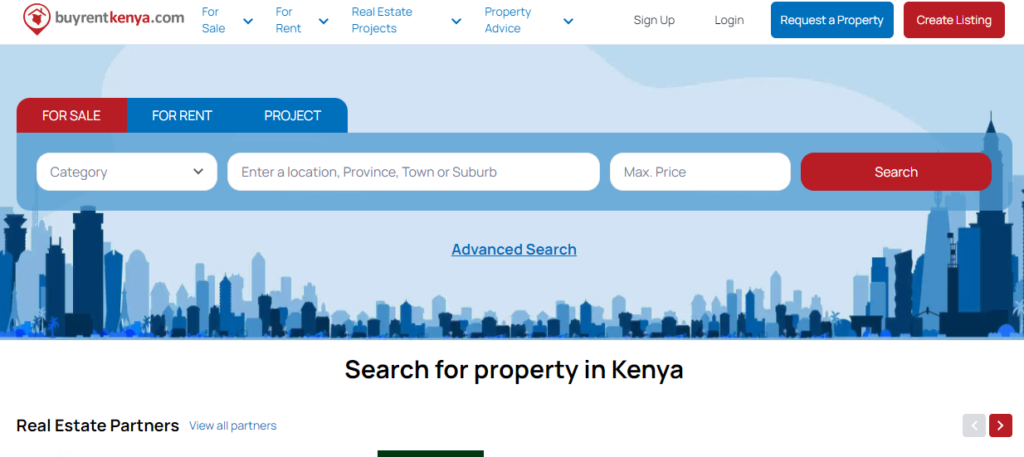 Image of BuyRentKenya real estate website in Kenya